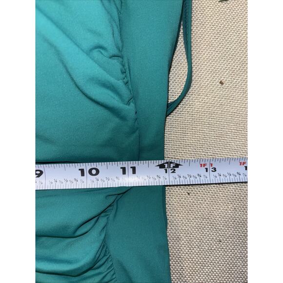LANDS END Sz 4 Swimsuit Top Tankini Ruched Wireless Slimming Jade green - Picture 4 of 6